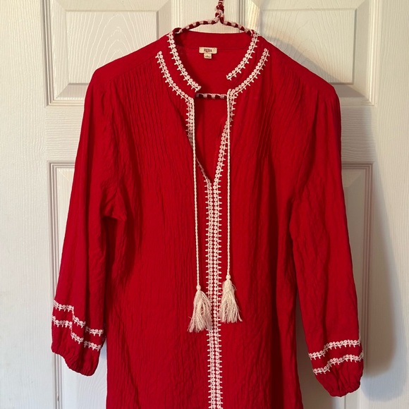 Embroidered red boho top, size L - Picture 3 of 8